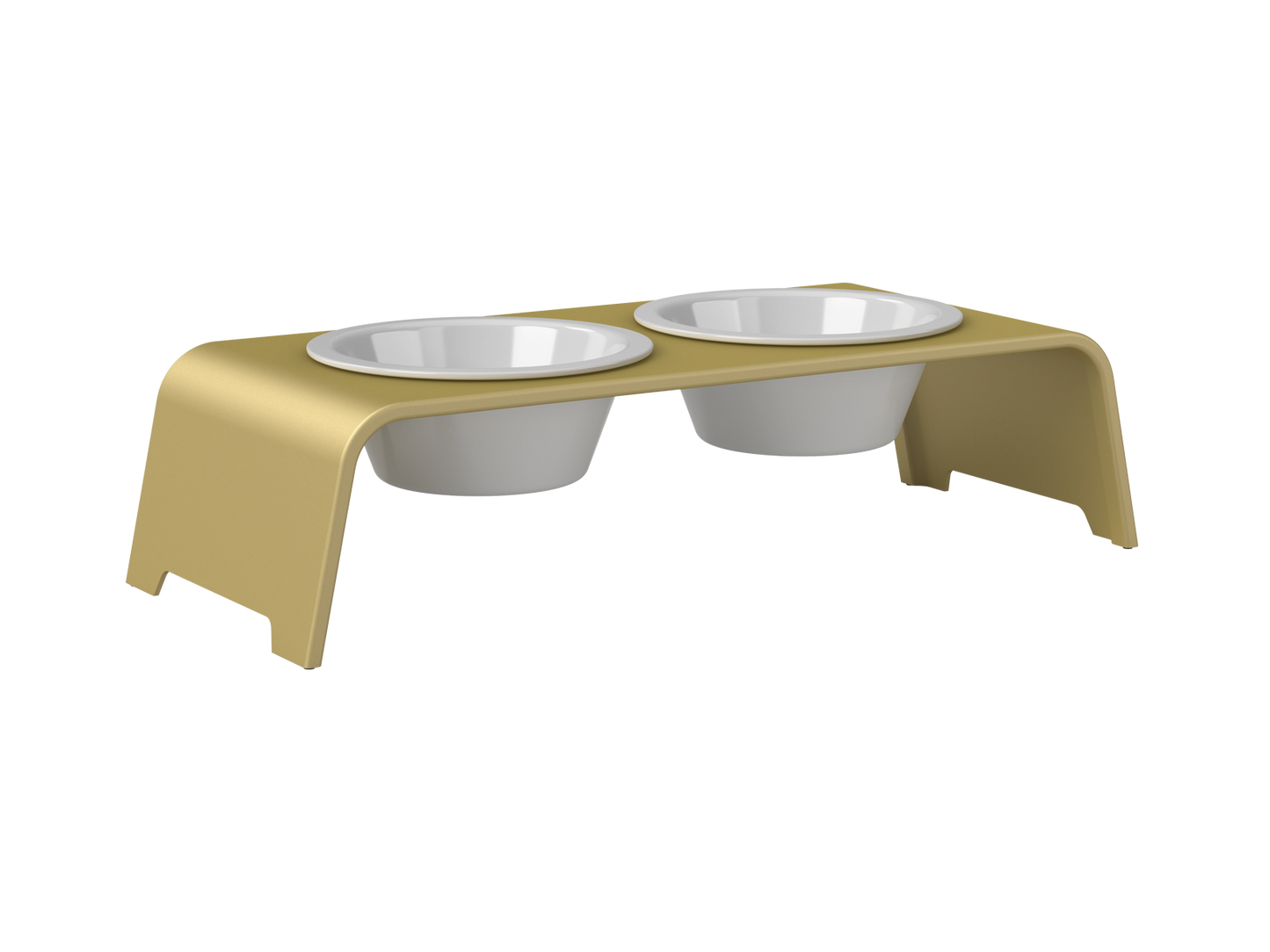 dogBar IN & OUTside M-small - Aluminium gold matt eloxiert mit Porzellanschalen