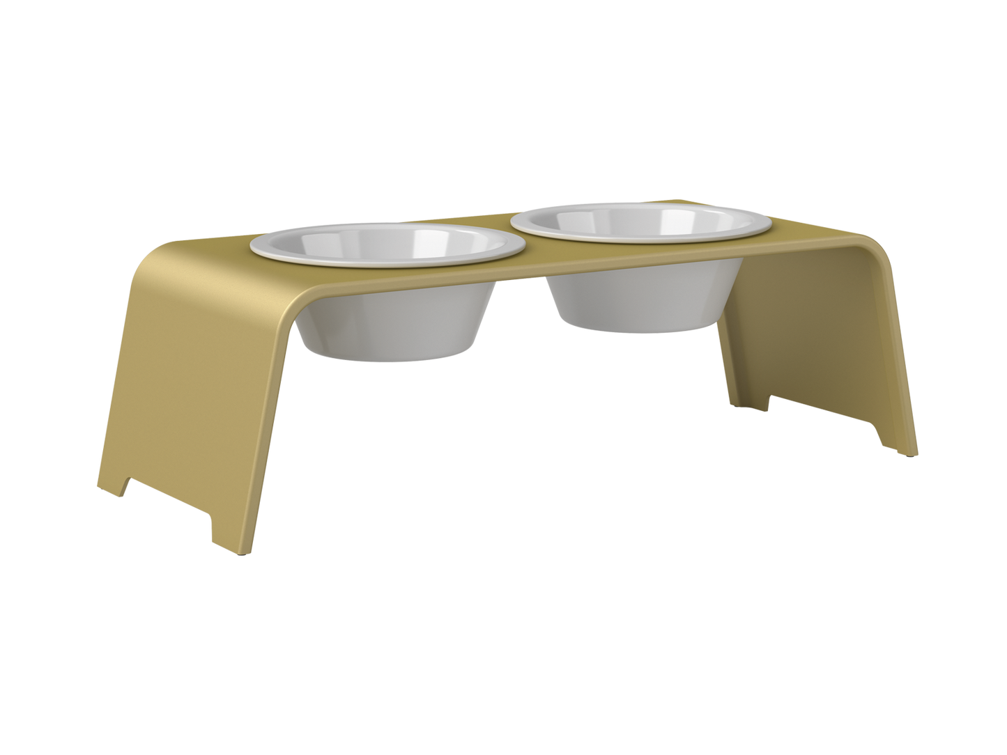 dogBar® IN & OUTside M - aluminum gold matt anodized with porcelain bowls